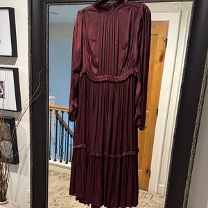 Elegant Burgundy Pleated Dress from H&M